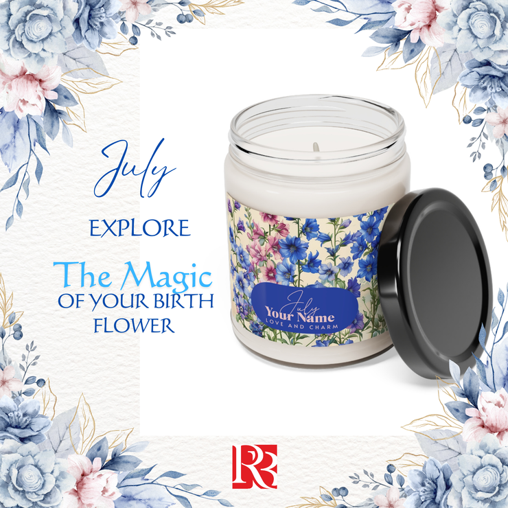 Customise Scented Soy Candle * Birth Month Flower * July