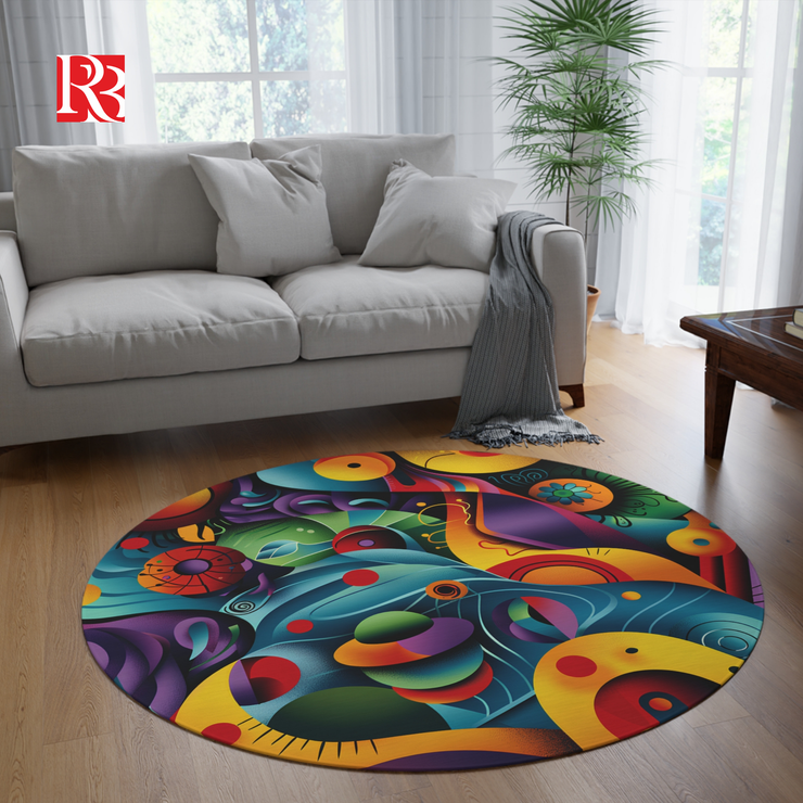 Vibrant Abstract Round Rug