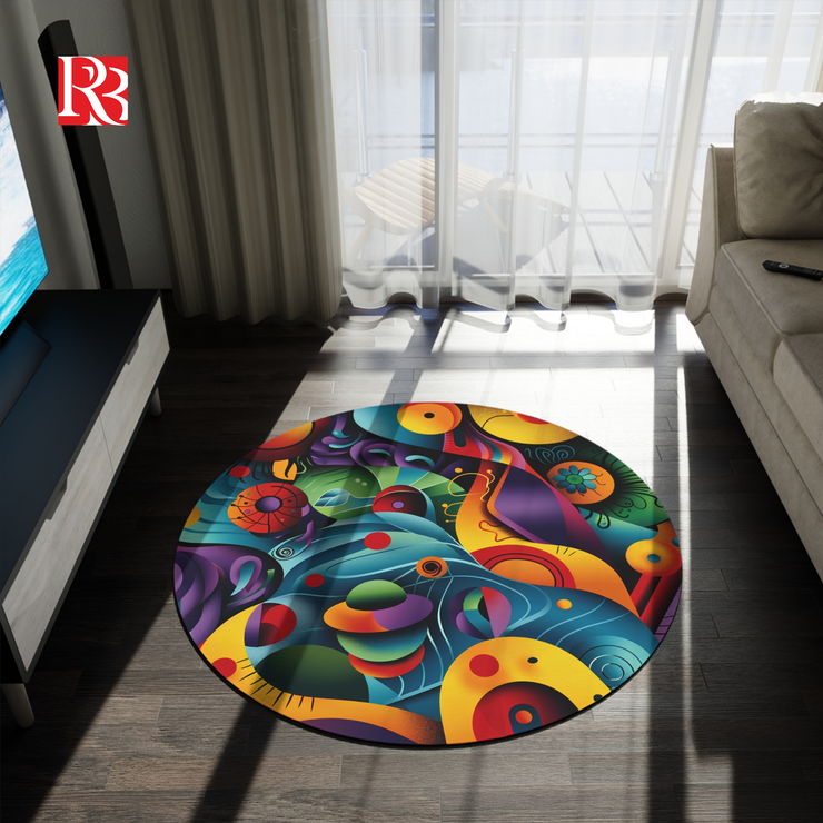 Vibrant Abstract Round Rug