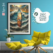 Surfboard & Waves Printable Wall Art