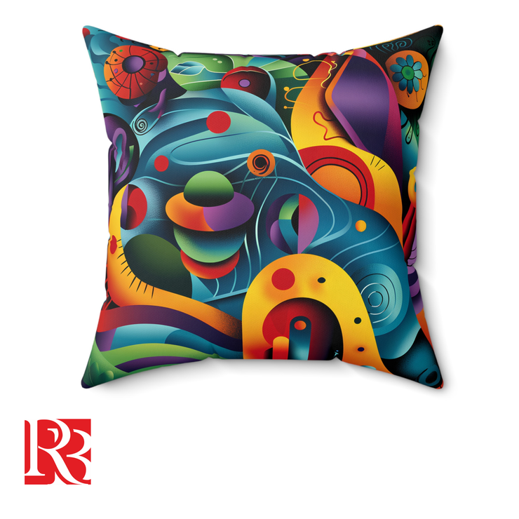 Vibrant Colorful Abstract Square Pillow