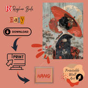 Japanese Girl Wall Art: Modern Digital Prints