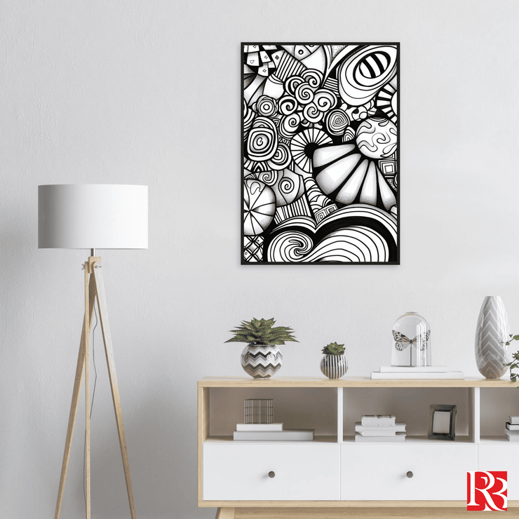 Modern Elegance: Abstract Black and White Framed Poster