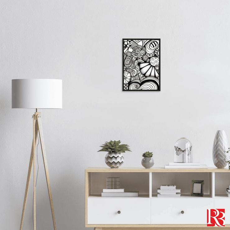 Modern Elegance: Abstract Black and White Framed Poster