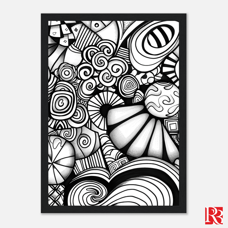 Modern Elegance: Abstract Black and White Framed Poster