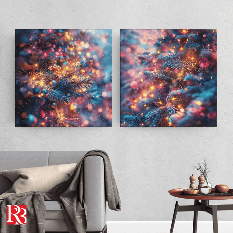 Twin Canvas Set of Lit Christmas Trees