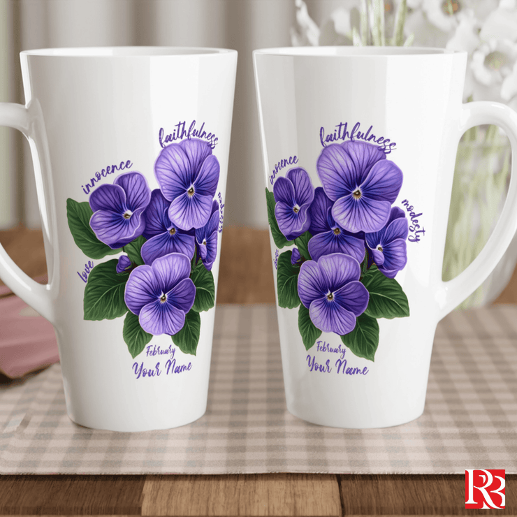 Violet Grace Personalized Latte Mug - February Birth Flower