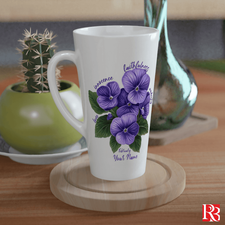 Violet Grace Personalized Latte Mug - February Birth Flower