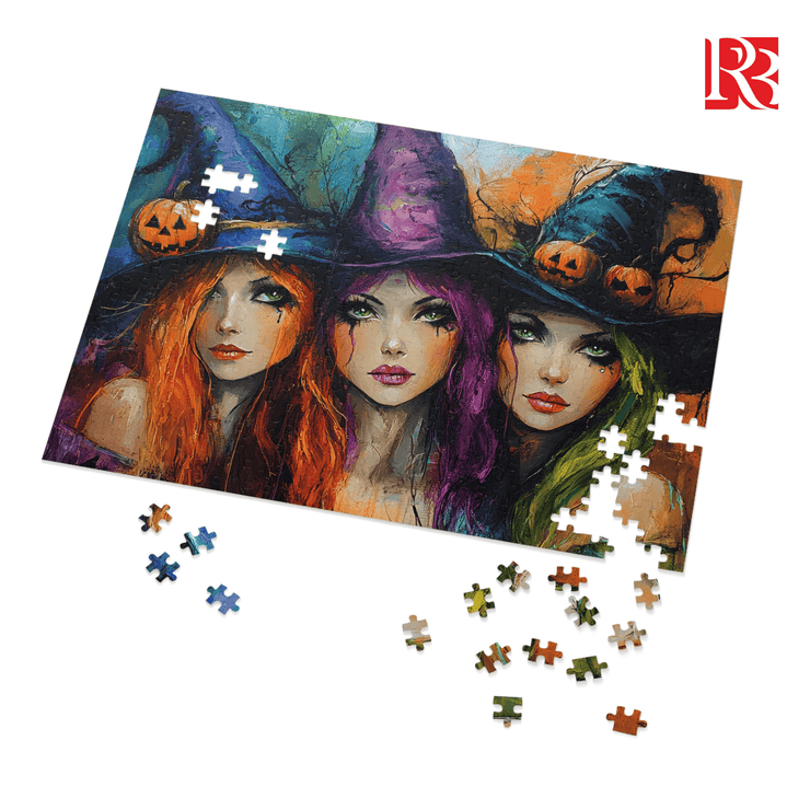 Enchanting Witch Trio Jigsaw Puzzle: A Magical Halloween Challenge